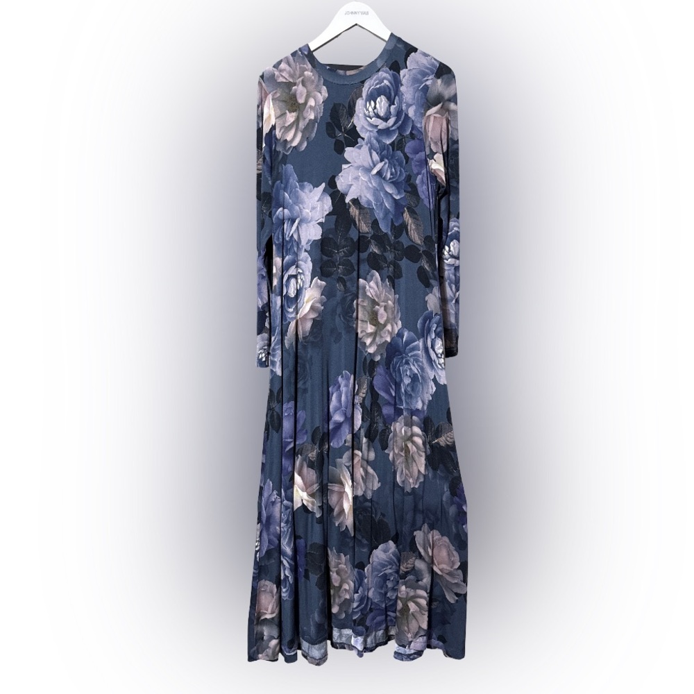 Johnny Was Grey Peony Long Sleeve Tee Dress